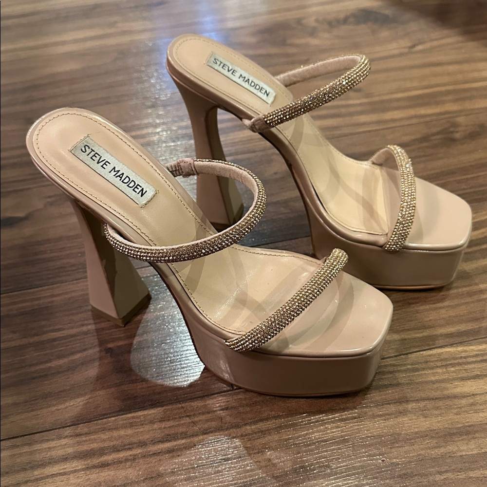 Steve Madden Nude Strappy Platform Heels